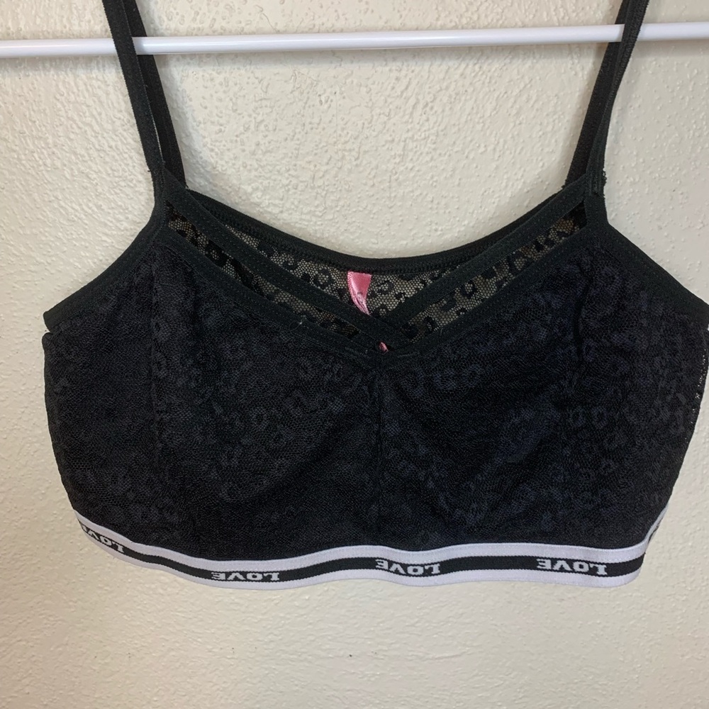 Black leopard print bralette